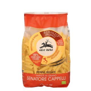 4 x 500g "Elch" Italienische Bio-Semole Grano Senator Hüte (Pennnes gestreift) von Alce Nero