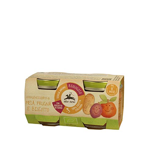 6 x 80 g Alce Nero Homogenisierte Apfel Pflaume von Alce Nero