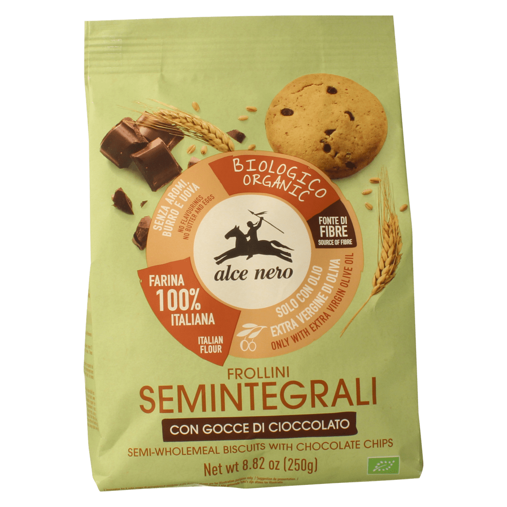 Bio Halbvollkorn-Schokokekse Bio Halbvollkorn-Schokokekse von Alce Nero
