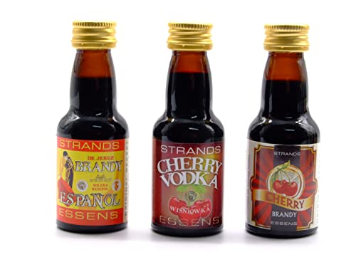 Brandy Espanol + Cherry Brandy + Cherry Vodka 3x25 ml – alkoholfreier | Essenz für Wodka | Aroma für Kuchen von AlcoFermBrew