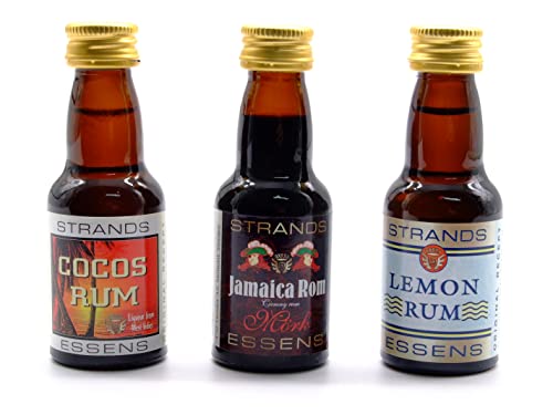 Cocos Rum + Jamaica Rum + Lemon Rum 3x25 ml – alkoholfreier | Essenz für Wodka | Aroma für Kuchen von AlcoFermBrew