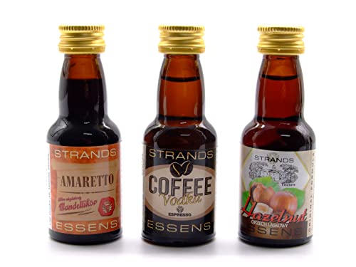 Coffee Vodka + Hazelnut + Amaretto (Mandel) 3x25 ml – alkoholfreier | Essenz für Wodka | Aroma für Kuchen von AlcoFermBrew