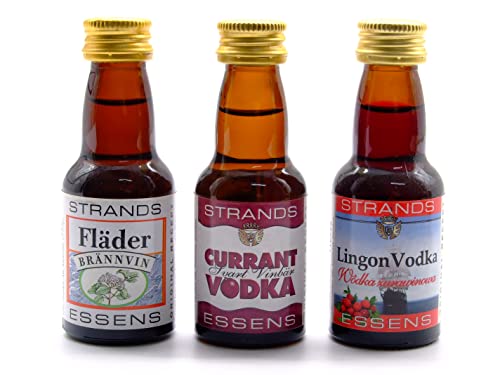 Currant + Flader (Black Lilac) + Lingon (Cranberry) 3x25 ml – alkoholfreier | Essenz für Wodka | Aroma für Kuchen von AlcoFermBrew