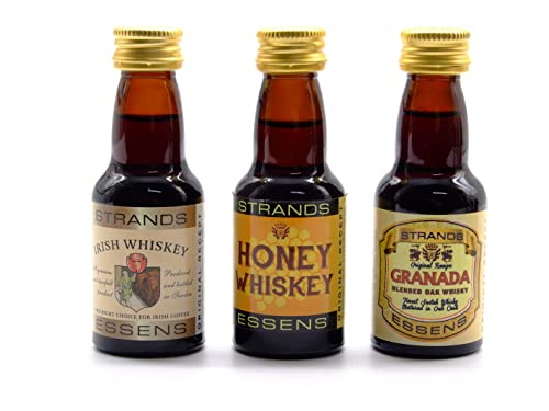 Granada + Honey Whisky + Irish Whisky 3x25 ml – alkoholfreier | Essenz für Wodka | Aroma für Kuchen von AlcoFermBrew