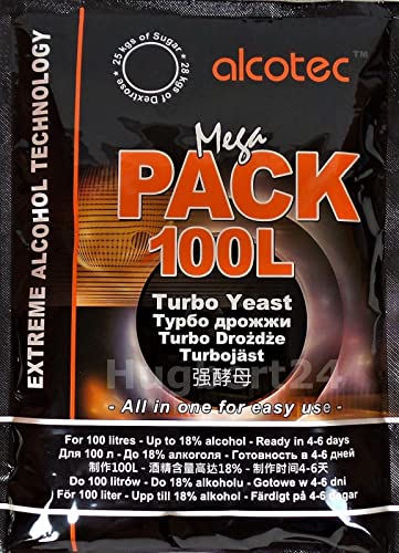 AlcoTec HUGBERT Mega Pack 100L Vodka Alkohol Gärhefe Schnaps Hefe 18%, 25 Stück von Alcotec