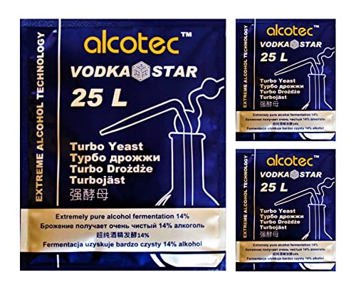 AlcoTec HUGBERT Turbohefe Vodka Star Alkohol Gärhefe Hefe Brennhefe 14% gären brauen, 3 Stück von AlcoTec