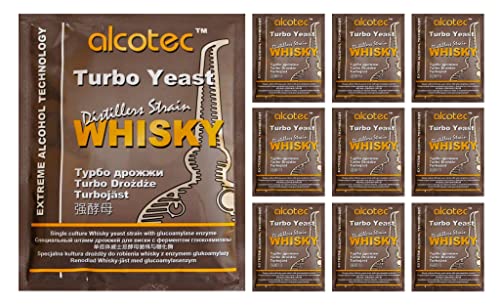 AlcoTec HUGBERT Turbohefe Whisky + GA Enzym Alkohol Gärhefe Hefe Brennhefe + GRATIS, 10 Stück von AlcoTec