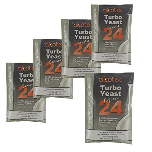 5 x Alcotec 24 Pure Turbo Hefen-Pakete 14% 24 Stunden Homebrew Moonshine Wodka Wash 5 x Alcotec 24 Pure Turbo Hefen-Pakete 14% 24 Stunden Homebrew Moonshine Wodka Wash von Alcotec
