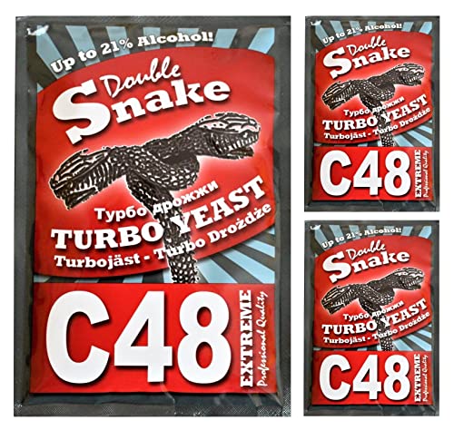 HUGBERT Turbohefe Double Snake C48 Vodka Alkohol Gärhefe Weinhefe Brennhefe 21%, 3 Stück von AlcoTec