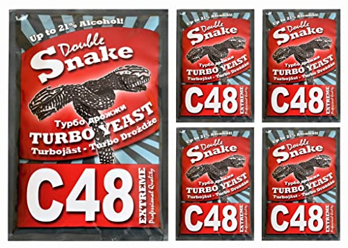 HUGBERT Turbohefe Double Snake C48 Vodka Alkohol Gärhefe Weinhefe Brennhefe 21%, 5 Stück HUGBERT Turbohefe Double Snake C48 Vodka Alkohol Gärhefe Weinhefe Brennhefe 21%, 5 Stück von Alcotec