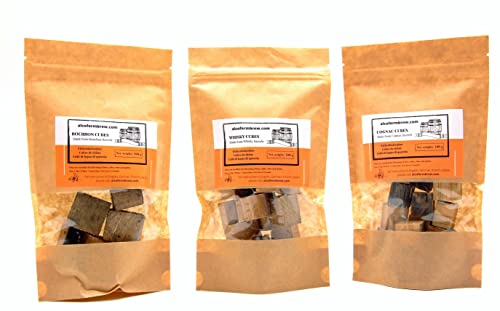 Eichenholzcubes 3 Packungen – Cognac + Bourbon + Whisky | Eichenholzchips | Eichenspäne | Alterung des Alkohols | Alterung von Getränke von Alcofermbrew