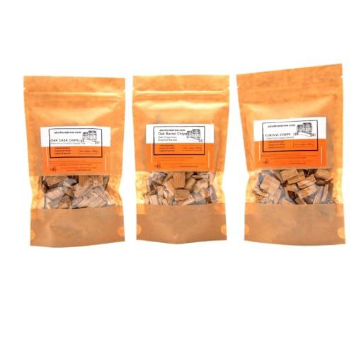 Eichenspäne-Set - 3 Packungen – Bourbon + Cognac + Whisky | Eichenholzchips | Alterung des Alkohols | Alterung von Getränke von AlcoFermBrew
