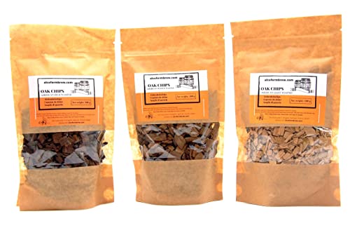 Eichenspäne-Set - 3 Packungen - Eichenholzchips | amerikanischer | Alterung des Alkohols | Alterung von Getränken Eichenspäne-Set - 3 Packungen - Eichenholzchips | amerikanischer | Alterung des Alkohols | Alterung von Getränken von AlcoFermBrew