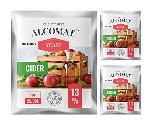 Alcomat Cider Hefe - Trockenhefe für Cidre - Yeast Alkohol Hefe Weinhefe auf 25 bis 30 Liter bis 13% - Weinhefe 3er Set Alcomat Cider Hefe - Trockenhefe für Cidre - Yeast Alkohol Hefe Weinhefe auf 25 bis 30 Liter bis 13% - Weinhefe 3er Set von Alcomat