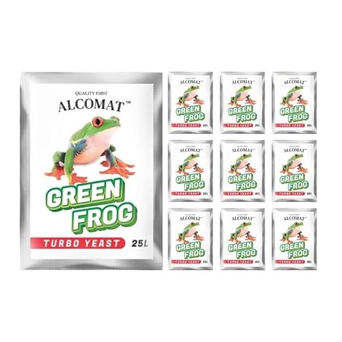 Alcomat GREEN FROG Turbo Yeast |Hefe und Nährstoffe, Alkohol Gärhefe Brennhefe | effektive Gärung von Zuckeransätzen und Früchten | Hohe Alkoholtoleranz | 10 Stück von Alcomat