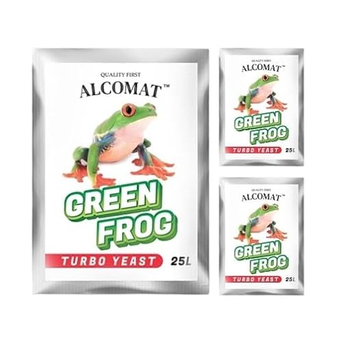 Alcomat GREEN FROG Turbo Yeast |Hefe und Nährstoffe, Alkohol Gärhefe Brennhefe | effektive Gärung von Zuckeransätzen und Früchten | Hohe Alkoholtoleranz | 3 Stück von Alcomat