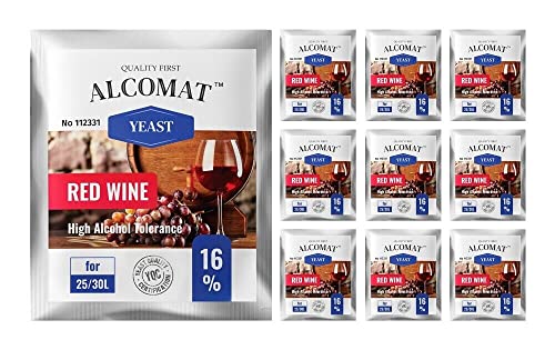 Alcomat Trockenhefe für Rotweinhefe HAT 16% - Gärhefe für Wein - Weinhefe Rotweine - Reinzuchthefe für Rot Wein - 10 Stück Alcomat Trockenhefe für Rotweinhefe HAT 16% - Gärhefe für Wein - Weinhefe Rotweine - Reinzuchthefe für Rot Wein - 10 Stück von Alcomat