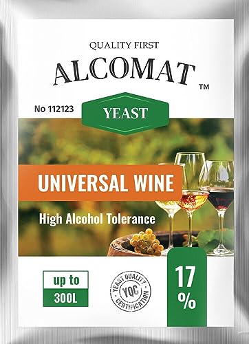 Alcomat Weinhefe Universal Wine Yeast 17% | Gärhefe Wein Rotweine Weißweine 300L | Hohe Alkoholtoleranz von Alcomat