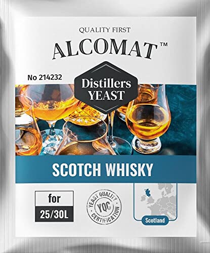 Whiskyhefe 1er Pack - Hefe für Single Malt und Getreide-Whisky - Fermentation bei 18-32°C - Alkoholtoleranz über 15% Whiskyhefe 1er Pack - Hefe für Single Malt und Getreide-Whisky - Fermentation bei 18-32°C - Alkoholtoleranz über 15% von Alcomat
