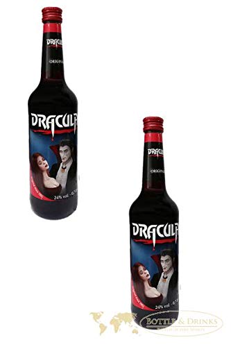 2x Dracula Likör Original in der 700ml XXL Flasche mit 24% Alc. | Ingwer, Johannisbeere und Kirsch Likör von Alcomix Marken GmbH