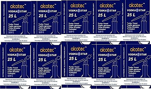 Alcotec Vodka Star 10 x 66g - Turbohefe für schnelle Gärung - Hoch - Adult - Pulver - unflavored - 21 Liter - Neutraler Alkohol - Kühl und trocken lagern Alcotec Vodka Star 10 x 66g - Turbohefe für schnelle Gärung - Hoch - Adult - Pulver - unflavored - 21 Liter - Neutraler Alkohol - Kühl und trocken lagern von Alcotec