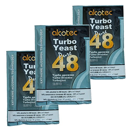 Alcotec 48 Pure Turbo Super Hefen-Pakete mit hohem Alkohol 20% für Homebrew Wodka, 3 Stück von Alcotec