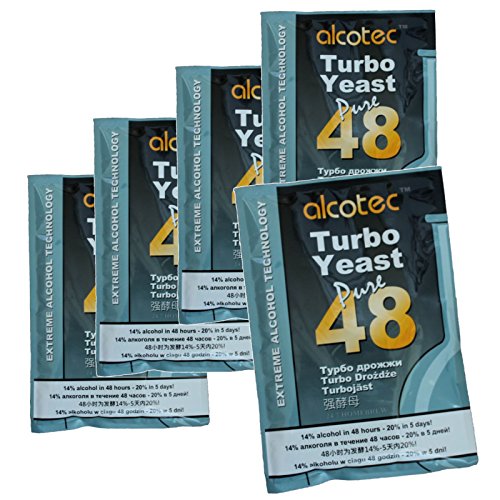 5 x Alcotec 48 Pure Turbo Super Hefen-Pakete mit hohem Alkohol 20% für Homebrew Wodka von Alcotec