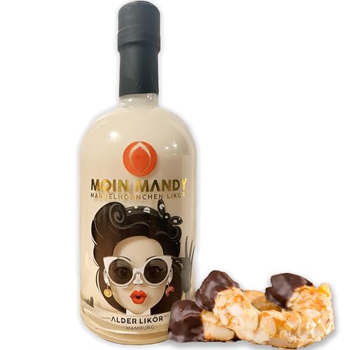 ALDER "MOIN MANDY" - Der Hamburger Mandelhörnchen-Likör mit Lübecker Marzipan | 500 ml | 15% Vol. | Das Hamburger Original | 100% Bio & Vegan | Made in der Hamburger Bio Spirituosen Brennerei von Alder Rum