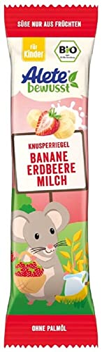 Alete Knusperriegel Erdbeere Milch, Perfekt als Snack für Zwischendurch, ohne Palmöl & Aromastoffe, ab 3 Jahren, 1er Pack (1 x 25g) von Alete