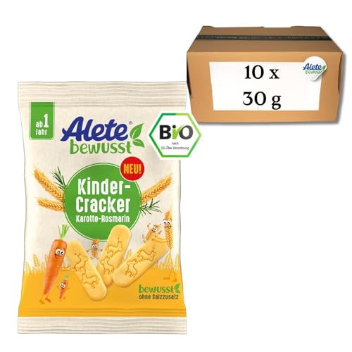 Alete bewusst Bio Kinder-Cracker mit Karotten- und Rosmarinpulver – Ab 1 Jahr – Ohne Salz- und Zuckerzusatz, Bio-Qualität, 10 x 30 g Alete bewusst Bio Kinder-Cracker mit Karotten- und Rosmarinpulver – Ab 1 Jahr – Ohne Salz- und Zuckerzusatz, Bio-Qualität, 10 x 30 g von Alete