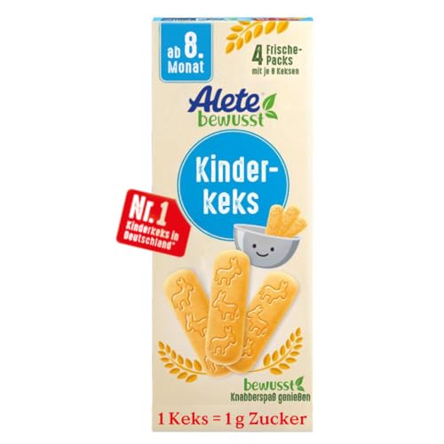 Alete bewusst Kinderkeks, ab dem 8. Monat, Butterkeks aus Weizen für Kinder, handlich verpackte Kekse als kleiner Snack, perfekt für unterwegs & zwischendurch, 1 x 180 g Alete bewusst Kinderkeks, ab dem 8. Monat, Butterkeks aus Weizen für Kinder, handlich verpackte Kekse als kleiner Snack, perfekt für unterwegs & zwischendurch, 1 x 180 g von Alete