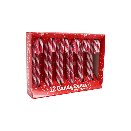 12 x 12 Zuckerstangen Candy Canes Display rot weiß 144 Stück je 12 g / 1728g von Alex Sweets
