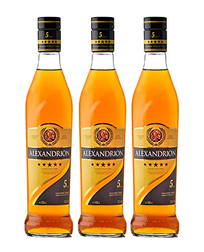 Alexandrion 5 Sterne rumänische Spirituosenspezialität, 37.5% Vol., 3 x 500 ml Spirituosen-Paket von Alexandrion