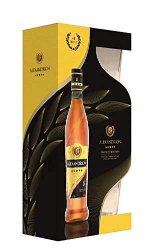 Alexandrion | Rumänische Spirituosenspezialität Alexandrion 35.5% Vol 5 Sterne | Geschenkverpackung 0,7 L Alexandrion mit 2 Gläsern von GOOD4YOU