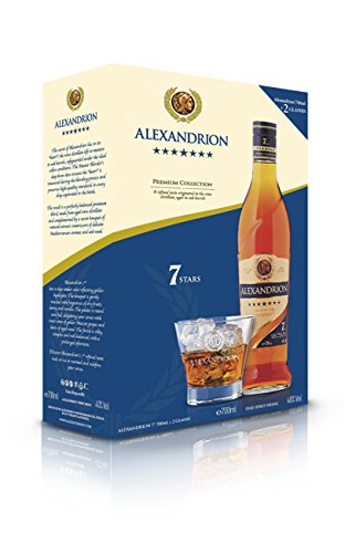 Alexandrion | Rumänische Spirituosenspezialität Alexandrion 40% Vol 7 Sterne Premium Collection | Geschenkverpackung 0,7 L Alexandrion mit 2 Gläsern von GOOD4YOU