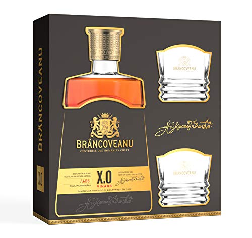 Brancoveanu XO Vinars – 700 ml Branntwein aus den Karpaten, 40% Vol., Set mit 2 Gläsern von Alexandrion