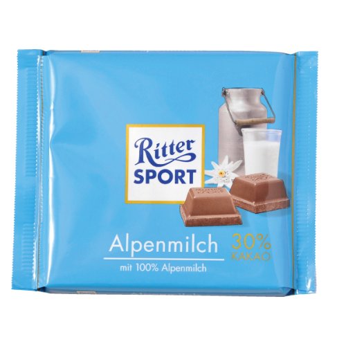 Ritter Sport Schokolade Alpine Milk Chocolate, 5 x 100g Tafeln (Alpenmilch-Schokolade) von Ritter Sport
