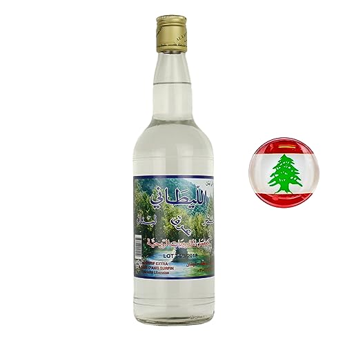 Al Laytany - Original libanesischer Arak, Anisschnaps 48 % Vol. - Arrak in edler 0,75 Liter Glasflasche mit Libanon Kühlschrankmagnet von Alibabashop