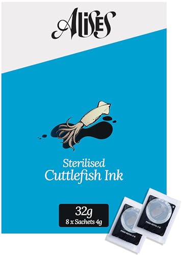 Alises 8 x Tintenfisch-Tinten, je 4 g, 32 g, essbare Tinte Alises 8 x Tintenfisch-Tinten, je 4 g, 32 g, essbare Tinte von Alises