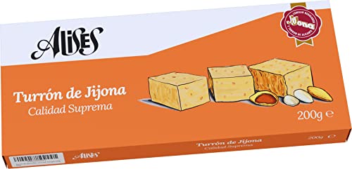 Alises Turrón de Jijona - Höchste Qualität - 100% natürlich - Mandeln und Honig, glutenfrei, laktosefrei - Nougat 200g (weich) von Alises