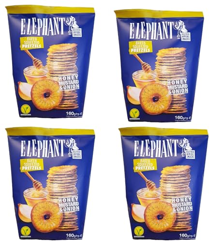 Elephant Squeezed Pretzels 4 x 160g Honey Mustard & Onion Laugengebäck Mit Honig, Senf Und Zwiebeln Vorteilspackung Elephant Squeezed Pretzels 4 x 160g Honey Mustard & Onion Laugengebäck Mit Honig, Senf Und Zwiebeln Vorteilspackung von Alka Elephant