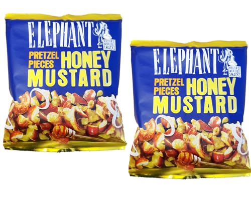 Elephant Pretzel Pieces Honey Mustard Brezelstücke Mit Honig- Senfgeschmack Vorteilspackung 2 x 125g von Alka Elephant