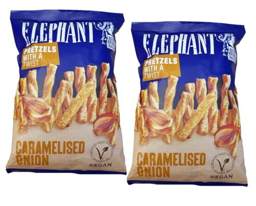 Elephant Twisted Pretzels Caramelised Onion Pretzels With A Twist Vegan Knabbergebäck In Spiralform Mit Karamellisierten Zwiebeln Vorteilspackung 2 x 160g Elephant Twisted Pretzels Caramelised Onion Pretzels With A Twist Vegan Knabbergebäck In Spiralform Mit Karamellisierten Zwiebeln Vorteilspackung 2 x 160g von Alka Elephant