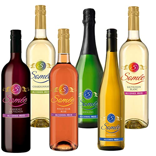 Somée Alkoholfreier Wein Paket - Rotwein, Weißwein, Roséwein alkoholfrei - z.B. Chardonnay, Cabernet Sauvignon, Riesling etc. (6x0,75l) von Alkoholfreier-Wein.com