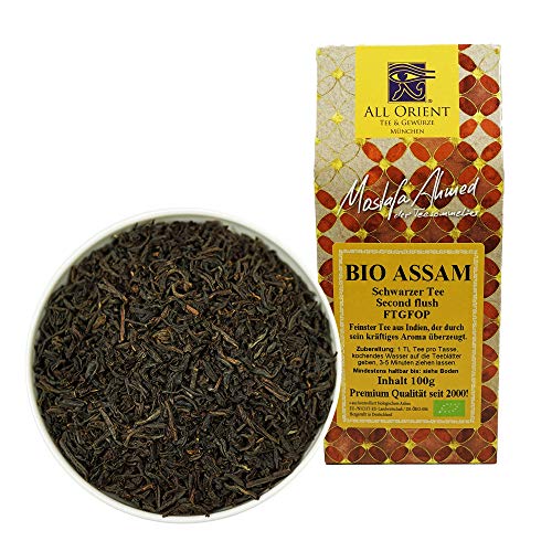 All Orient BIO Assam | 100g | Schwarzer Tee lose | FTGFOP - Blatt Tee | Second Flush | Assam Tee lose | Naturbelassen | Ohne Zusatz von Aromen von All Orient Tee & Gewürze München