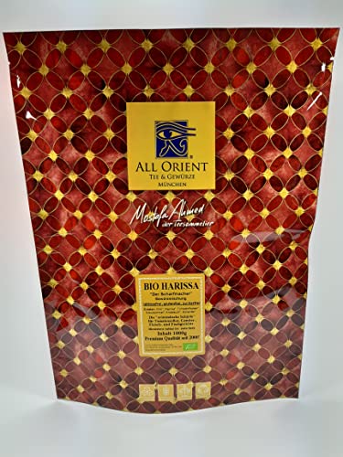 All Orient BIO Harissa Gewürzmischung 1000g | Ideal zu Dips, Tomatensaucen, Gemüse und Fleischgerichten| scharfes Gewürz Pulver| BIO | Arabisch | ohne Zusatzstoffe | zuckerfrei |Vegan | All Orient BIO Harissa Gewürzmischung 1000g | Ideal zu Dips, Tomatensaucen, Gemüse und Fleischgerichten| scharfes Gewürz Pulver| BIO | Arabisch | ohne Zusatzstoffe | zuckerfrei |Vegan | von All Orient Tee & Gewürze München