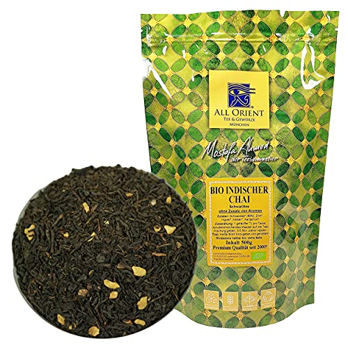 All Orient BIO Indischer Chai | 500g | Schwarztee | loser Tee | ayurvedische Gewürze | ohne Zusatz von Aromen | BIO-Qualität | naturbelassen | Chai Tee mit würzigem Geschmack von All Orient Tee & Gewürze München