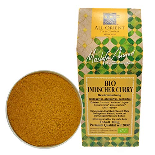 All Orient BIO Indischer Curry Gewürzmischung 100g | Indische Küche | Gewürze vegetarisch | Spezialität | für Fleisch- und Gemüsegerichte, Soßen | BIO | ohne Zusatzstoffe | vegan | zuckerfrei von All Orient Tee & Gewürze München