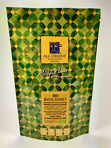 All Orient BIO Ras el Hanout Gewürzmischung 500g | Vegan | ohne Zusatzstoffe | orientalische Gewürze | Pulver Mischung | für Fisch- und Fleischgerichte, Tajine, Couscous und Reis | zuckerfrei von All Orient Tee & Gewürze München