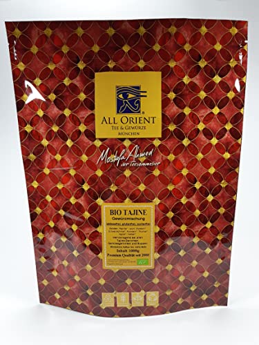 All Orient BIO Tajine Gewürzmischung 1000g | für Tajine Gerichte, Couscous, Fleisch, vegetarisch, Gemüse | Vegan | Tajine Marokko Baharat | ohne Zusatzstoffe | zuckerfrei | Gewürz Mischung von All Orient Tee & Gewürze München